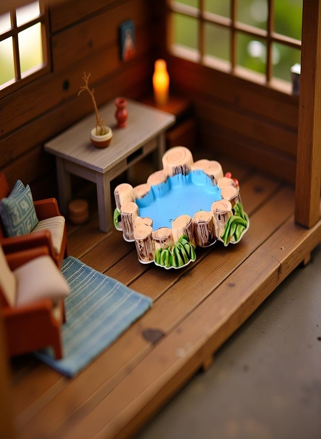 WaigN 2Pcs Blue Miniature Mini Water Pool Made Resin DIY Miniature Mini Water Pool Fairy Garden Lawn Ornament for Mountain Dollhouse Decor Craft Garden Sculptures and Statues (Size: 4.1 * 1.0cm) - Image 4